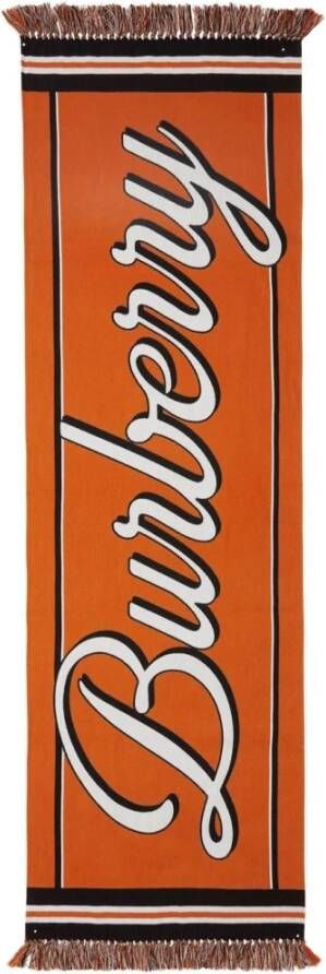 Burberry Script Logo Football Scarf , Oranje, Dames