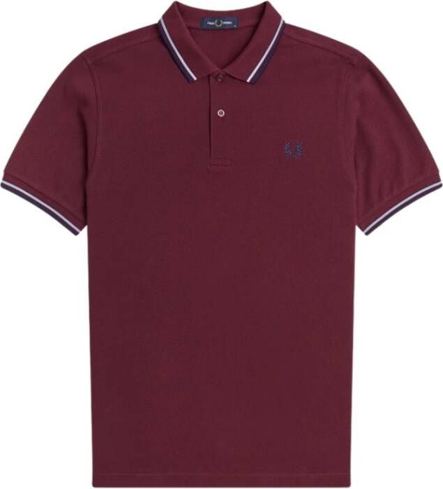 Fred Perry regular fit polo Twin tipped met contrastbies aubergine