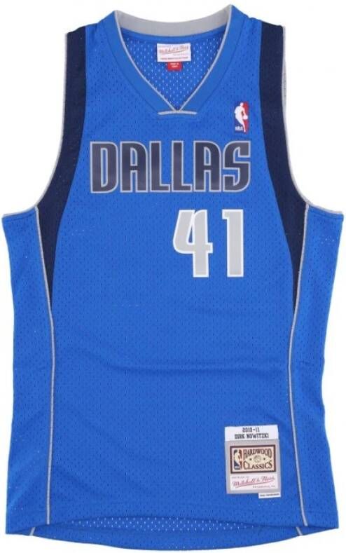 Mitchell & Ness Basketball Jersey NBA Dark Jersey Hardwood Classics No 41 Dirk Nowitzki 2010 11 Dalmav , Blauw, Heren