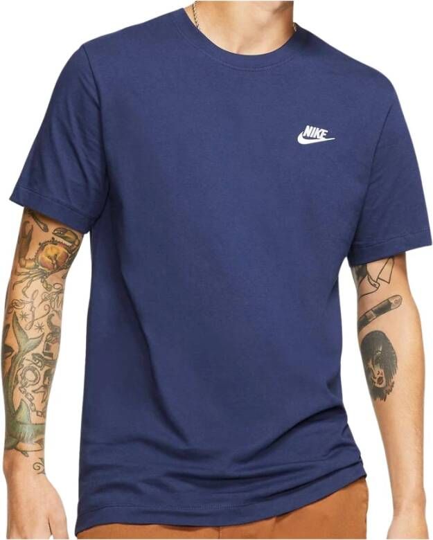 Nike Club Emb Shortsleeve Tee basisschool T Shirts Blue 100% Katoen