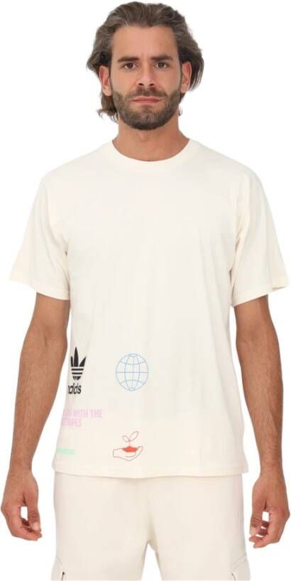 Adidas T Shirts , Beige, Unisex