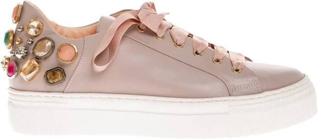 AGL Nappa lederen tennis met platform , Beige, Dames