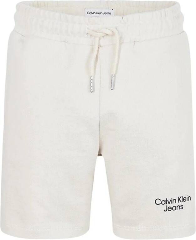 Calvin klein Gestapeld logo ontspannen shorts Jeans, Beige, Heren