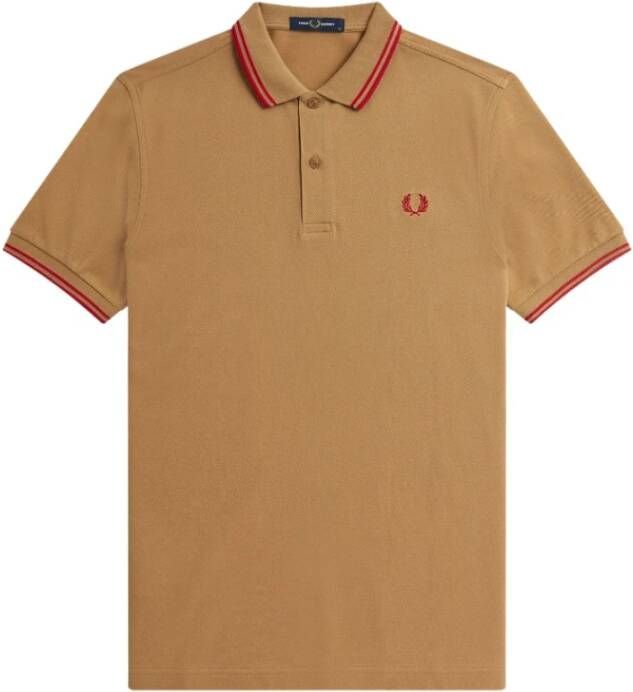 Fred Perry Authentic Slim Fit Twin Tipped Polo , Bruin, Heren