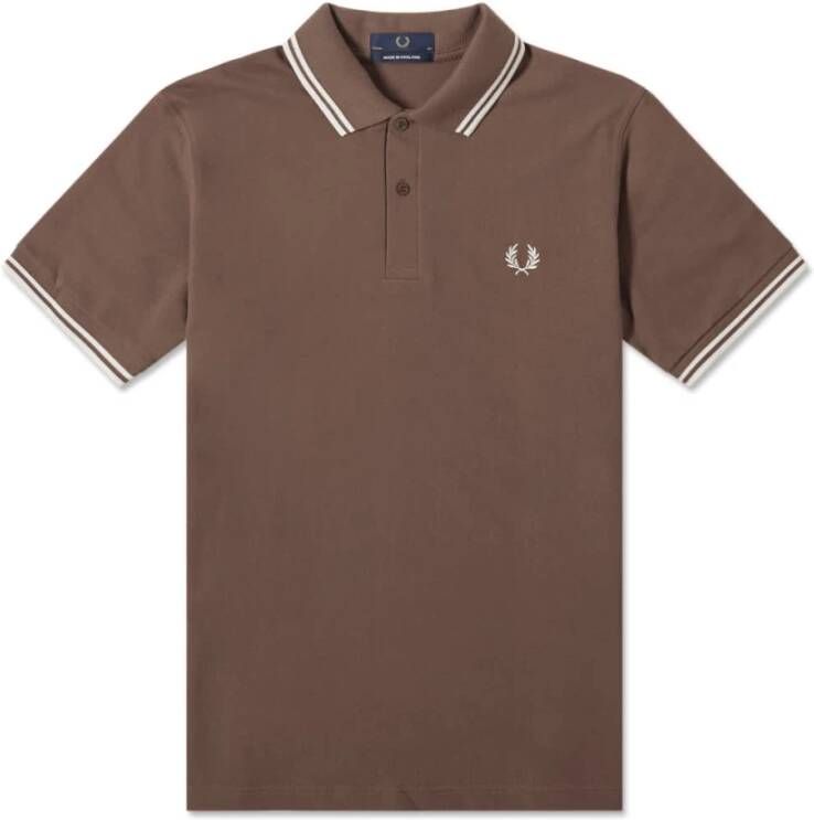 Fred Perry Tweeling getipte paal , Bruin, Heren
