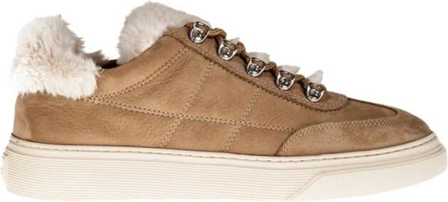 Hogan H365 Rip.faux Fur Sneakers Casa Fund , Bruin, Dames