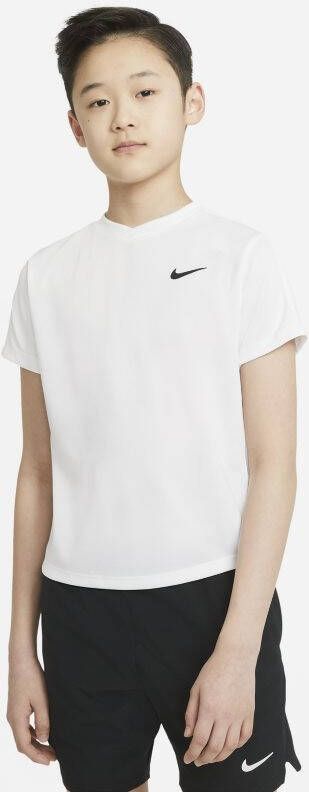 Nike Court Dri FIT Victory Tennistop met korte mouwen voor jongens Wit