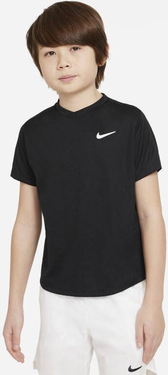 Nike Court Dri FIT Victory Tennistop met korte mouwen voor jongens Zwart