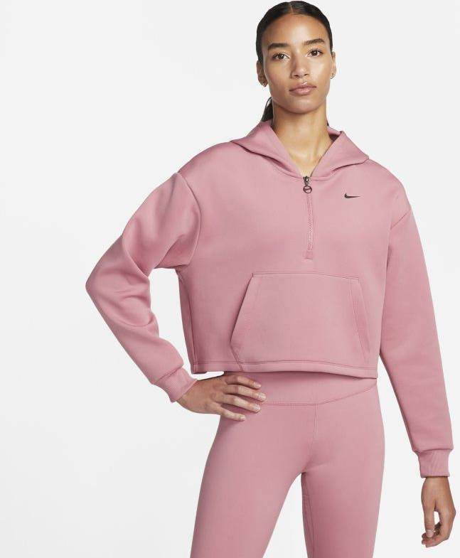 Nike Dri FIT Trainingshoodie met graphic en halflange rits voor dames Roze online kopen