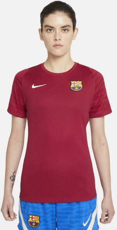 Nike FC Barcelona Strike voetbaltop met Dri FIT en korte mouwen voor dames Rood