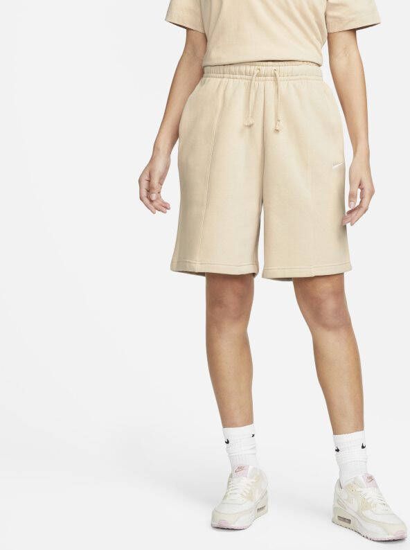 Nike Sportswear Essential Fleeceshorts met hoge taille voor dames Bruin