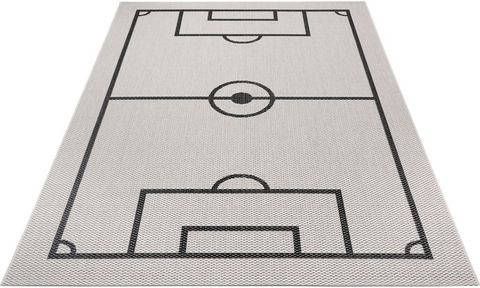 Lüttenhütt Vloerkleed voor de kinderkamer Voetbalveld Voetbal, speelmat, geschikt voor binnen en buiten, kinderkamer, platweefsel, slijtvast, gemakkelijk in onderhoud