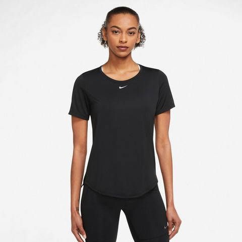 Nike Dri FIT One Damestop met standaardpasvorm en korte mouwen Black/White Dames
