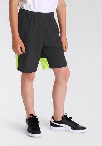 Puma regular fit short van gerecycled polyester zwart/limegroen