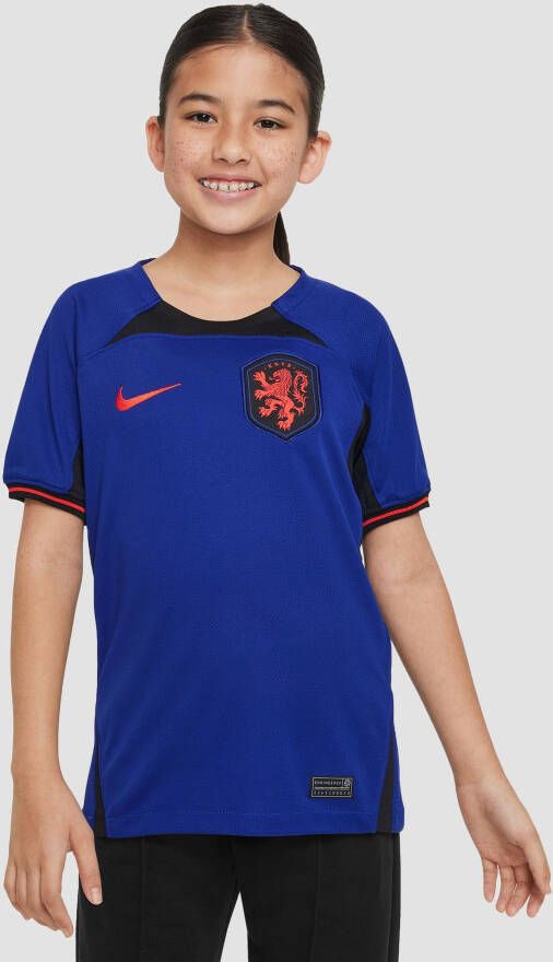 Nike Kids Nederland 2022/23 Stadium Uit Nike Dri FIT voetbalshirt voor kids Blauw