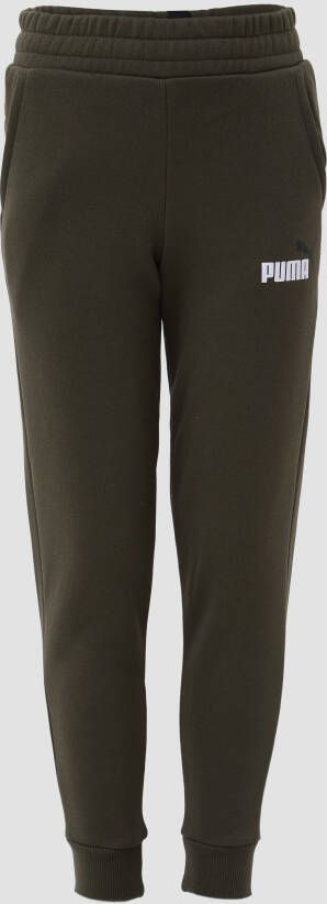 PUMA Essentials+ 2 College Logo Fleece Club Trainingsbroek Kids Donkergroen Wit