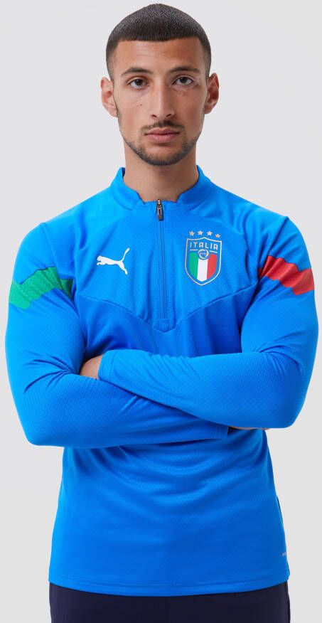 PUMA Italie 1/4 Zip Trainingstrui 2022 2024 Blauw Wit