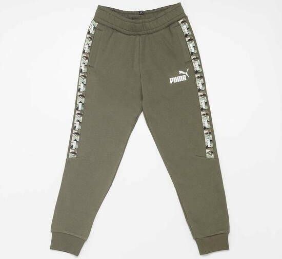 PUMA Essentials Tape Camo Fleece Trainingsbroek Kids Olijfgroen Wit