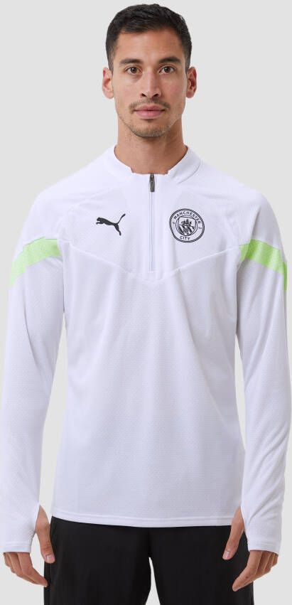 PUMA Manchester City 1/4 Zip Trainingstrui 2022 2023 Wit Lichtgroen