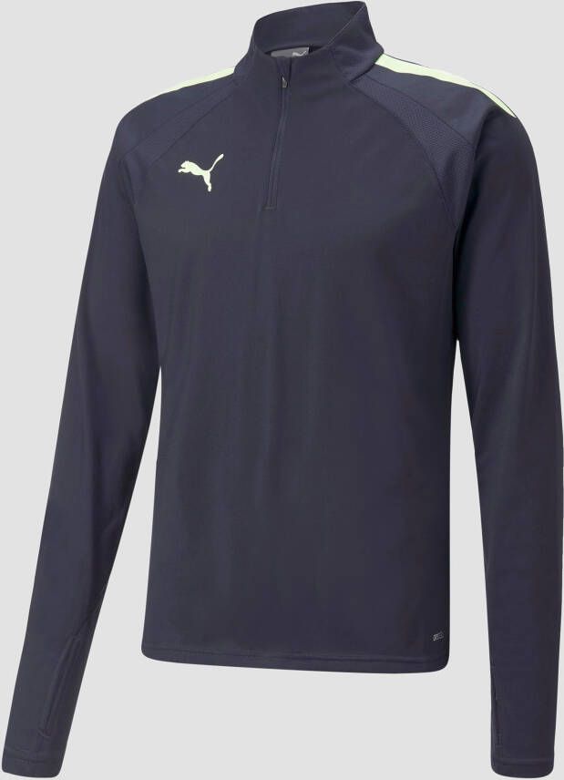 Puma teamliga 1/4 zip voetbaltop blauw/geel heren