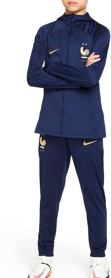 Nike Kids Nike Frankrijk Strike Full Zip Hooded Trainingspak 2022 2024 Kids Donkerblauw Goud