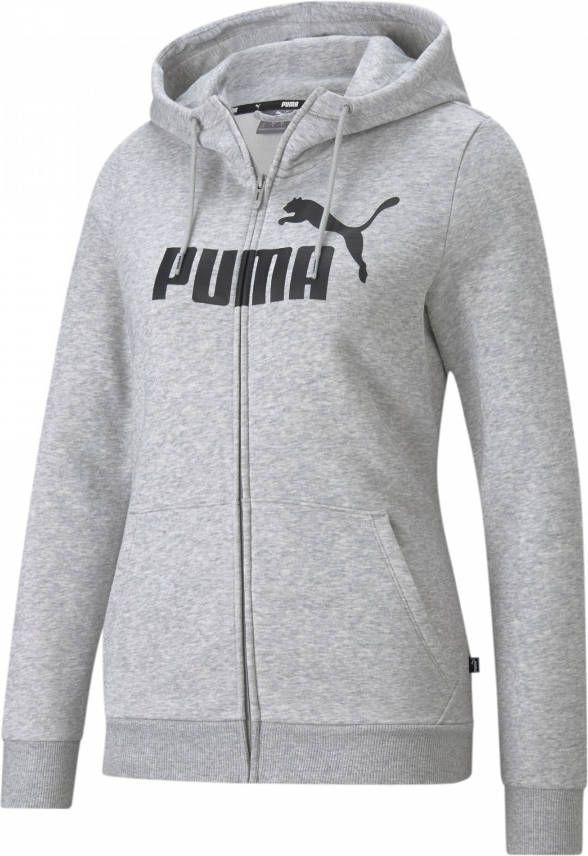 Puma Grijze ESS Logo Full-Zip Hoodie Fleece Dames maat M