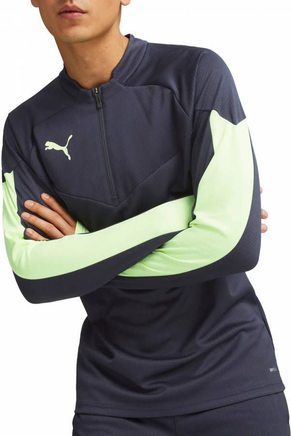 PUMA individualFINAL 1/4 Zip Trainingstrui Donkerblauw Lichtgroen