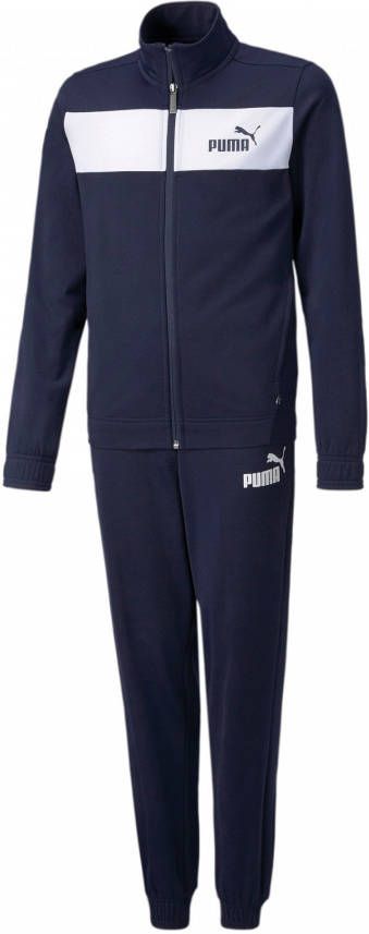 PUMA Polyester Club Trainingspak Kids Donkerblauw
