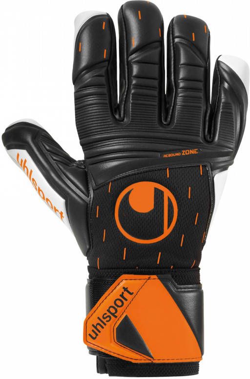 Uhlsport Speed Contact Supersoft HN Keepershandschoenen Zwart Wit Feloranje