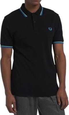 Fred Perry Twin Tipped Poloshirt Zwart/Wasabi/Vintage Blauw