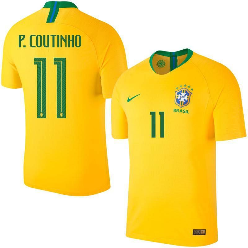 Nike Brazilië Authentic Vapor Match Shirt Thuis 2018 2019 + Coutinho 11