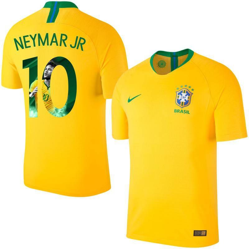 Nike Brazilië Authentic Vapor Match Shirt Thuis 2018 2019 + Neymar Jr 10(Gallery Style Bedrukking )