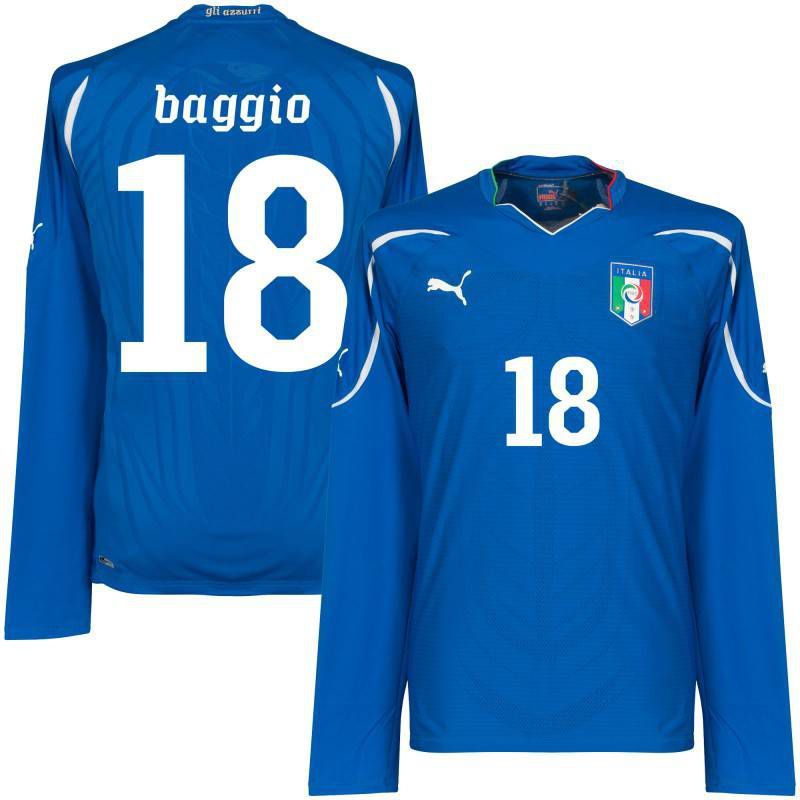 Puma Italië Authentic Shirt Thuis 2010 2011(Lange Mouwen)+ Baggio 18(Fan Style )
