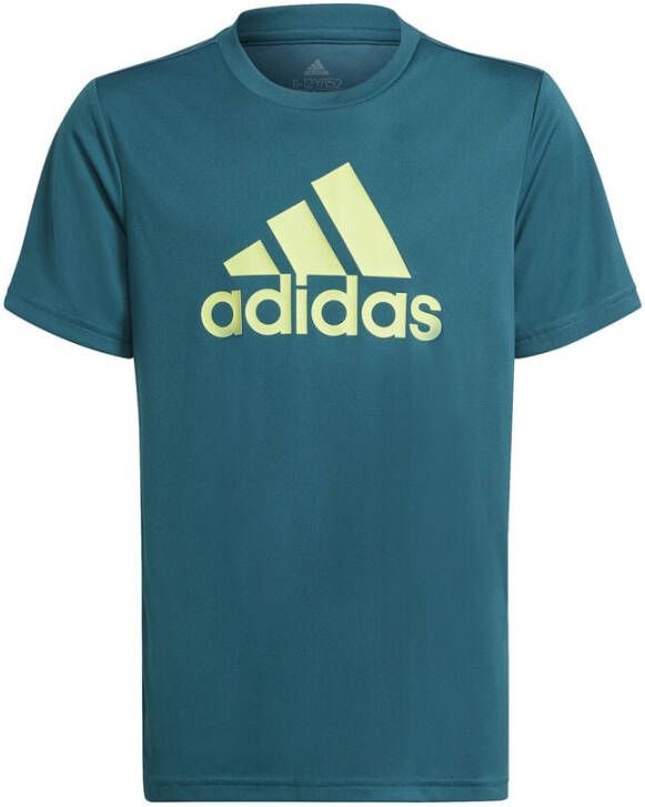adidas T shirt Essentials Big Logo Groen/Neon Kinderen
