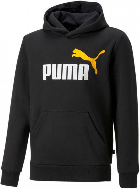 PUMA Essentials+ 2 College Big Logo Fleece Hoodie Kids Zwart Oranje