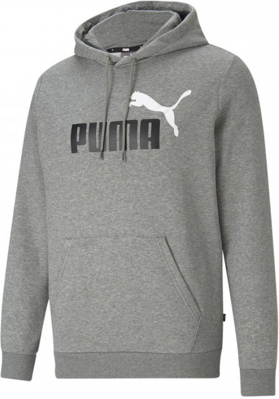 PUMA Essentials+ 2 College Big Logo Fleece Hoodie Grijs Zwart Wit