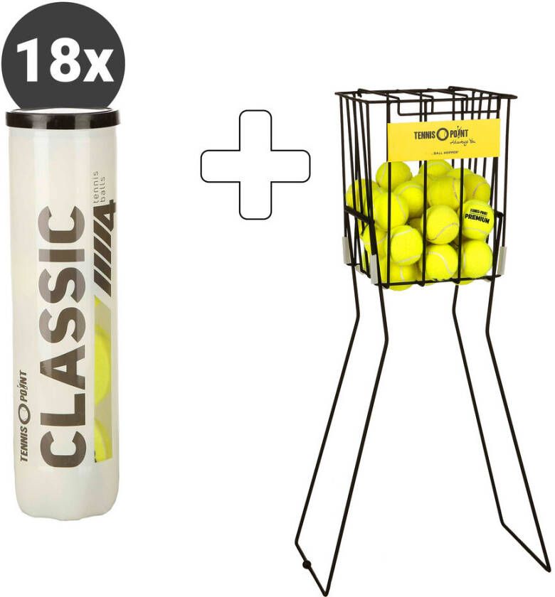 Tennis Point Classic Tennisball 18x Verpakking 4 Stuks Plus Ballenmand