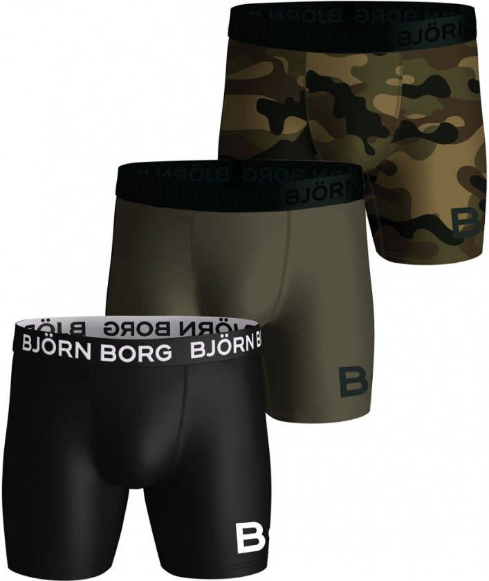 Bjorn Borg Bj&#xF6, rn Borg Performance boxershorts met logoband in 3 pack