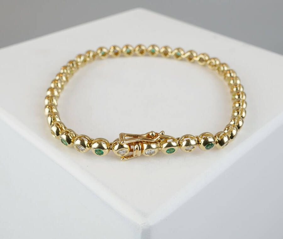 Christian Smaragd en diamant tennis armband