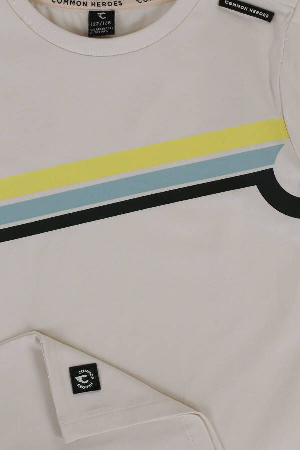Common Heroes Offwhite t shirt met fancy strepen voor jongens in de kleur