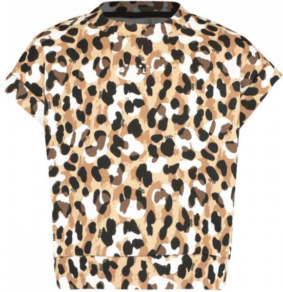 CoolCat Junior T shirt Ellis CG met panterprint bruin/wit/zwart