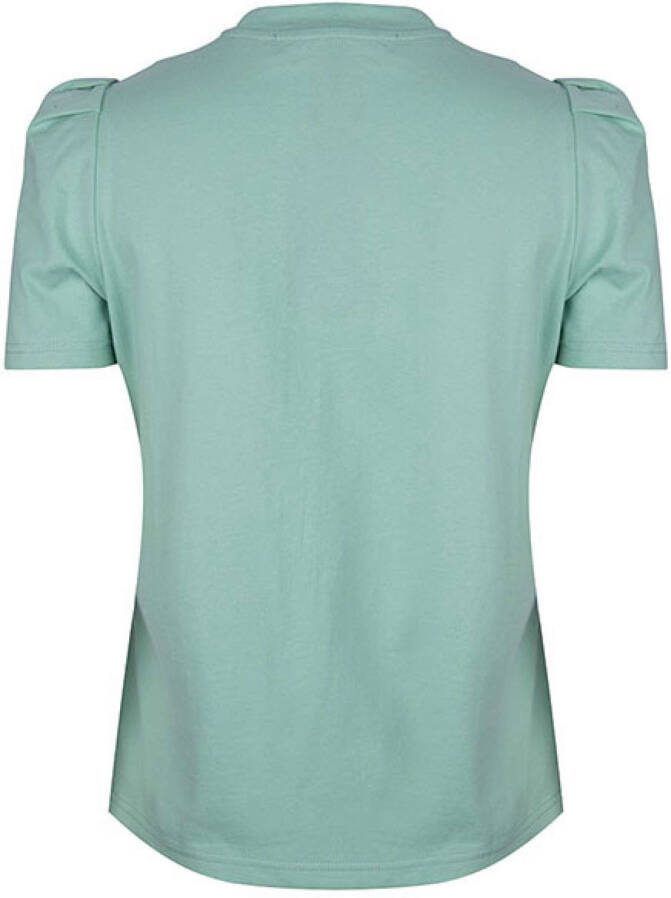 Lofty Manner T shirt Alaina met printopdruk en plooien mintgroen