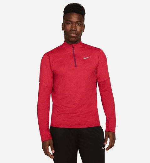 Nike Dri FIT Hardlooptop met korte rits voor heren Sangria/University Red Heren