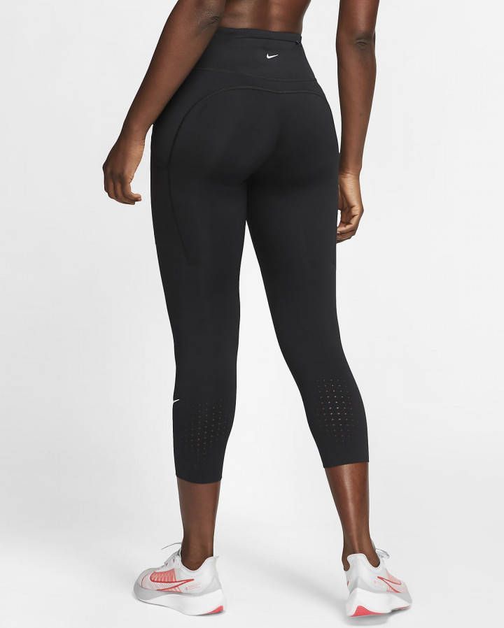 Nike Epic Luxe Korte hardlooplegging met zak en halfhoge taille voor dames Zwart