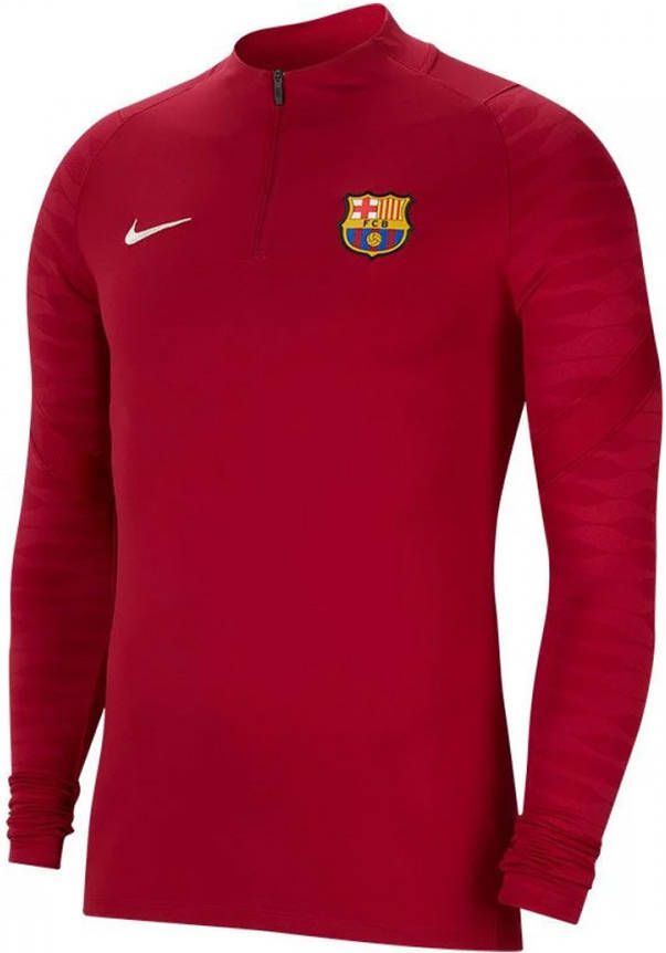 Nike FC Barcelona Strike Drill Trainingstrui 2021 2022 Bordeaxrood Lichtgrijs