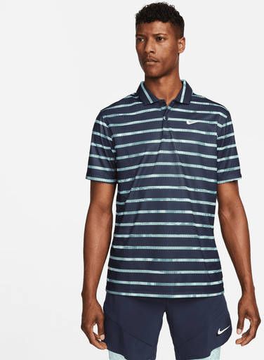 Nike Court Dri FIT Tennispolo met print voor heren Blauw