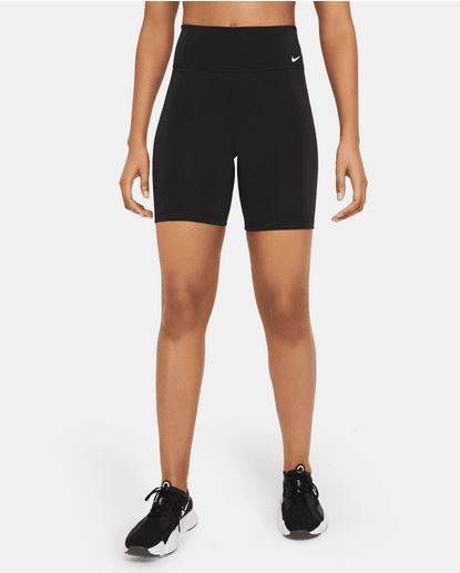 Nike One Bikeshorts met halfhoge taille voor dames(18 cm) Zwart