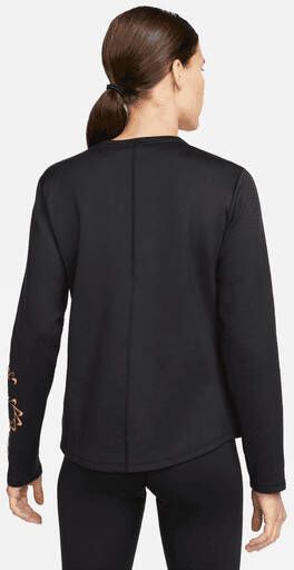 Nike Therma FIT One Damestop met graphic en lange mouwen Zwart