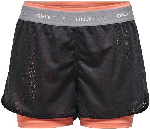 ONLY PLAY sportshort ONPMALIA zwart/neon oranje
