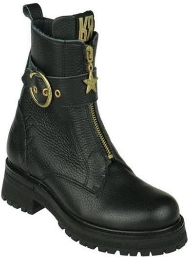 Red Rag 12296 leren enkelboots met siergesp zwart